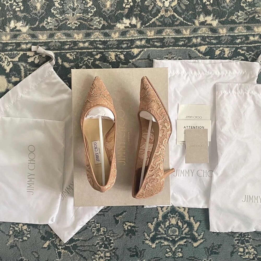 Jimmy Choo Vintage Powder Pink Lace Heels